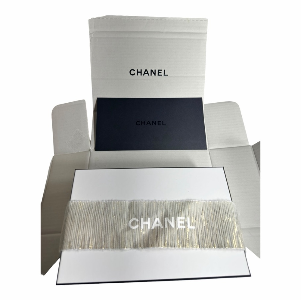 Chanel Authentic Gift Box & Envelope, Stamp Wrap w/ Logo Gold Ribbon & Packaging - Picture 10 of 10